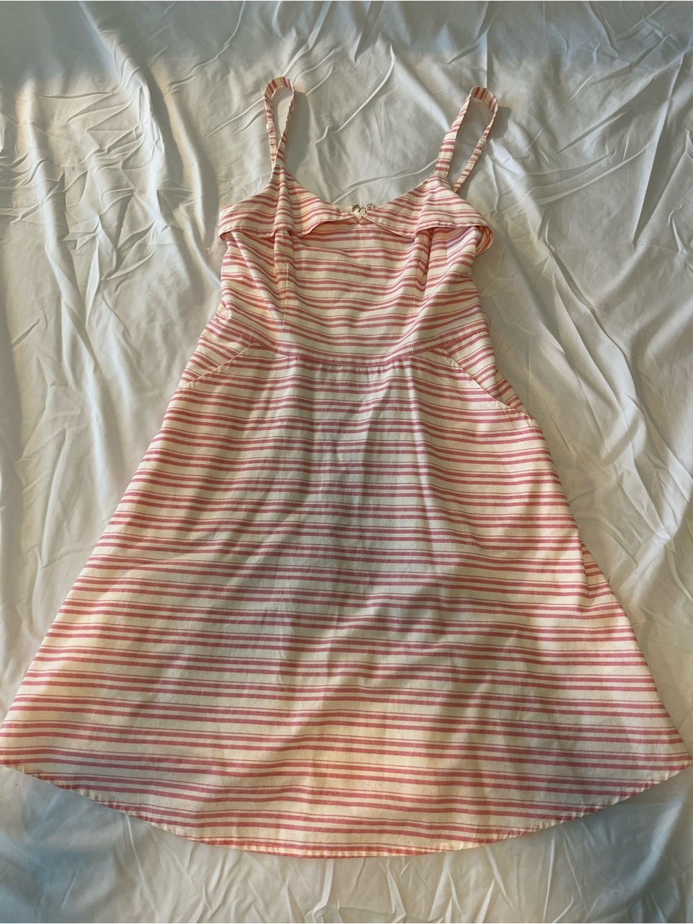 Striped Pink & White Spaghetti Strap Mini Dress